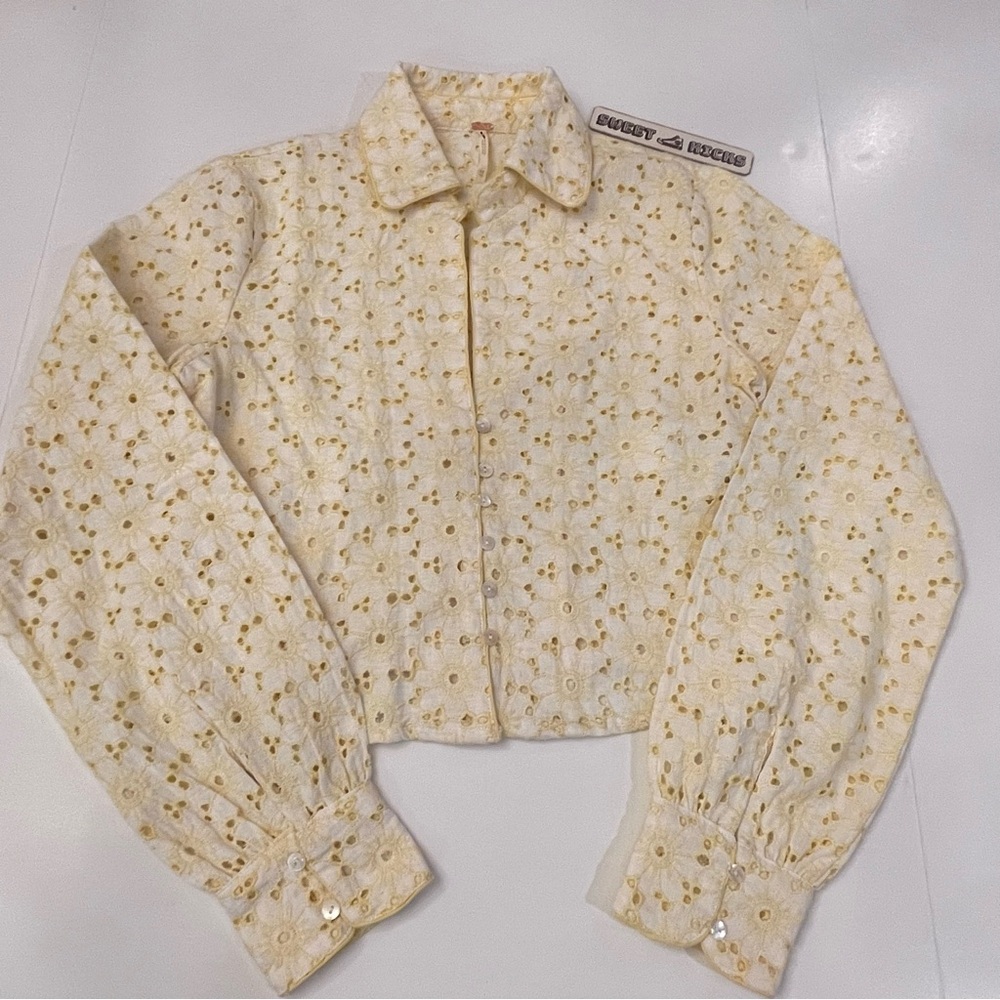 Free People Dream A Little Women’s Crop Collared Eyelet Blouse